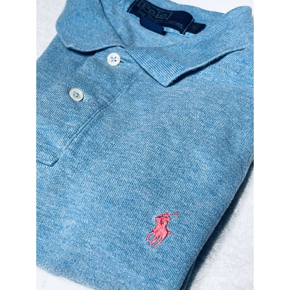 Polo Ralph Lauren Light Blue Cotton Mesh Short Sleeve Polo Shirt Men Size M